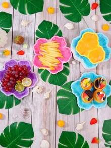 8pcs/Set - Hibiscus Pattern Paper Plates, Colorful Hawaiian Flower Shaped Disposable Plates, Convenient For Summer Parties, Spring Gatherings, Banquets And Other Occasions. Also Suitable For Hotels, Homes, Restaurants And Other Daily Life Scenarios. - Multicolor - View 8