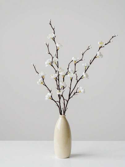 3/8/11/12/14pcs Artificial White Plum Blossom 21.7 Inch Fake Winter Floral Stems, Suitable For Home, Office, Hotel, Wedding, Party, Garden Decor