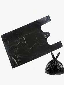 Heavy Duty Black Garbage Bags, Large Capacity Vest-Style, Suitable For Kitchen, Bathroom, General Cleaning & Storage - A - View 5