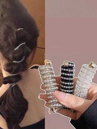 1PC Fashion Ponytail Accessory: Telephone Cord Hair Tie For Bubble Braids Simple And Versatile Hair Elastic With High-Fashion Appeal Stylish Hair Accessory For Effortless Styling