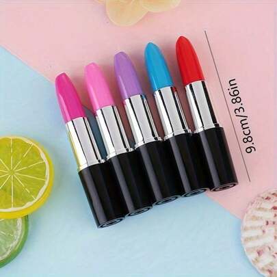 4pcs Random Creative Lipstick Shaped Ballpoint Pens