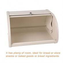 SOUJOY - Caja de pan para encimera contenedor de pan para cocina soporte de almacenamiento de pan de metal clásico contenedor de almacenamiento de pan rústico de la década de los 50 para ahorrar - Crema - Ver 3
