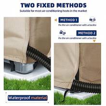 HAMLER Cubiertas de aire acondicionado para unidades exteriores cuadrado exterior para hasta 36 x 36 x 39 pulgadas impermeable a prueba de polvo y resistente al viento cubiertas de CA centrales duraderas - Marrón Beige - Ver 5