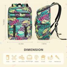 Mochila enfriadora suave aislada a prueba de fugas 30/40/50/54 latas aisladas mochila enfriadora portátil de pícnic camping playa senderismo barbacoa almuerzo mochila para hombres y mujeres - Hojas Flores - Ver 6