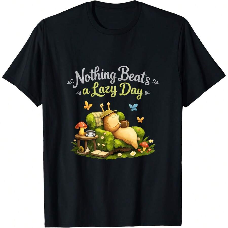 Cottagre Slug  Nog  A Lazy Day T-Shirt All Seasons,220g Pure Cotton Single-Sided Printed Crew Neck Short-Sleeved T-Shirt,Unisex Top,Base Layer - Màu 10 - Xem 1
