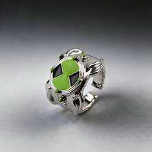 女性动漫周边地球黑客变身戒指，创意宅男戒指 - 白金 - 查看 2