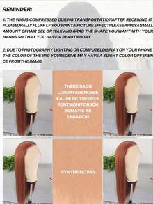 13x4 Reddish Brown Lace Front Wig Pre-Plucked Glueless Straight HD Lace Front Wig Synthetic Red Brown Long Straight Lace Front Wig 28inch - Multicolor - View 10