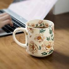 1 pieza Taza retro con estampado floral, taza para el desayuno, taza para café/leche para el hogar - Multicolor - Ver 4