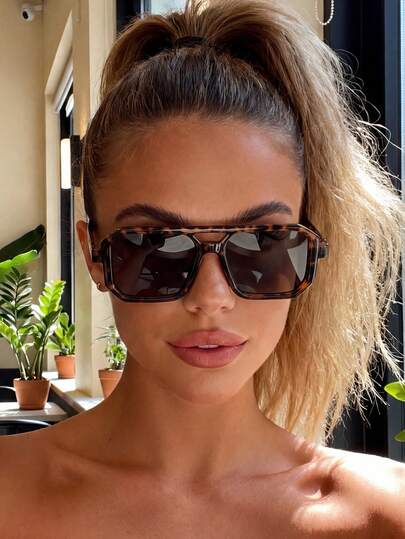 1 Pair Unisex Aviator Leopard Print Sunglasses, Suitable For Sports, Travel, Driving, Beach, Festivals, Vacations, Street, Fishing, Outdoor Activities. It Is A Street Fashion Accessory, As Well As A College-Style Choice For Summer Beach Vacations, Outdoor Travel, And Back-To-School Seasons.