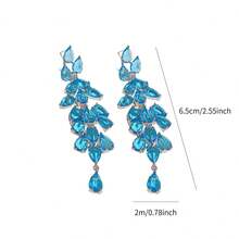 2pcs Luxurious Gradient Blue Teardrop Layered Earrings, For Evening Party & Festivals - Fashion Earrings - View 10