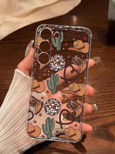 1pc Creative Western Cowboy Element Boot, Cactus, Heart Shaped Phone Case Soft Protective Cover For Huawei Honor, , Galaxy A04e/12/A13/A14/A34/A50/A52/A53/A54/S21/S22/S23/S24/S25/S25Ultra/S25FE/S26/S26 PLUS/S26 ULTRA/S26 EDGE, 6A/7A/8A, 12T/13T/15T/15T Pro,International Version, Not The Domestic Version