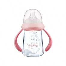 1pc 180ml UFO-Shaped Glass Baby Bottle With Handle, Anti-Colic Nipple, 5cm Mouth Diameter, Temperature Resistant -20°C To 400°C, Cartoon Pattern, Suitable For Daily Feeding - Multicolor - View 8