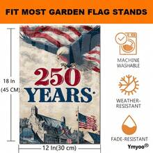 1pc Double-Sided Garden Flag | Premium Polyester 250 Years Patriotic Banner Featuring Majestic Soaring Bald Eagle And Historic Stone Chapel For Semiquincentennial Parades  Material: Polyester, Ideal For Garden Decor 12x18 Inch - 旗幟 - 查看 4