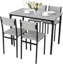 Dining Table And Chairs Set 4, Breakfast Dining Table And 4 Chairs 5 Piece Dining Room Set - Grey - View 9