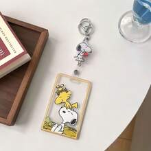 1个花生漫画卡通伸缩式证件卡套，可爱学生公交/地铁卡套，圣诞礼物，款式随机 - 彩色 - 查看 6