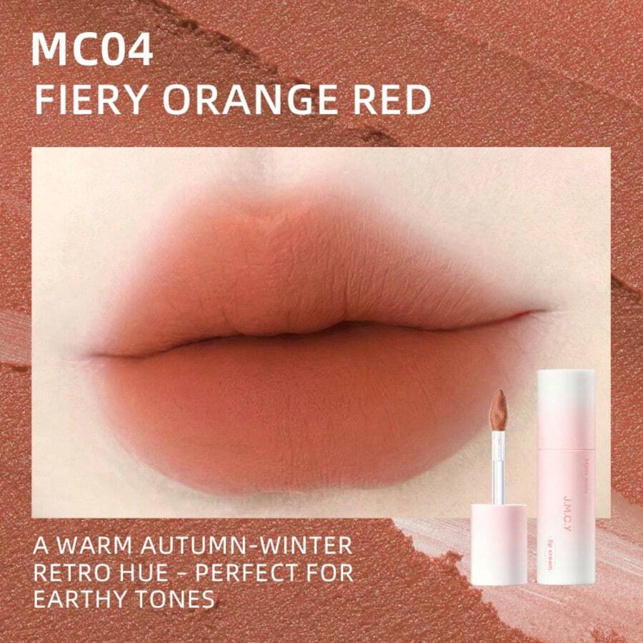 J.M.C.Y Matte Velvet Lip Gloss, Long-Lasting, Non-Stick, Suitable For Students - MC04 FIERY ORANGE RED - View 1