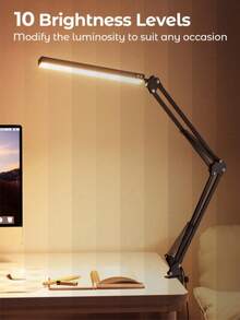 Đèn bàn LED bảo vệ mắt, 10 mức độ sáng, 3 chế độ chiếu sáng, cần đèn linh hoạt, đèn bàn học tập có kẹp, cổng USB, đèn bàn máy tính. - USB - Xem 2