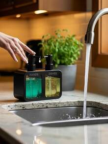 1pc Cat Shaped Soap Dispenser With 2 Pumps | Countertop Soap Holder | Bathroom & Kitchen Organizer | Dual Pump Soap Dispenser | Hand Soap & Dish Soap Dispenser Set | Refillable Plastic Bottle For Kitchen Sink, Bathroom - Double-headed/press - View 2