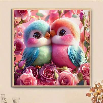 1pc DIY Bird Pattern 5D Diamond Painting Kit, [30*30cm/11.8*11.8in] [40*40cm/15.7*15.7in], Suitable For Adult Beginners DIY Mosaic Diamond Art, Full Diamond Handmade Hobby, Wall Decor For Living Room, Bedroom, Office, Surprise Gift For Family And Friends, Frameless