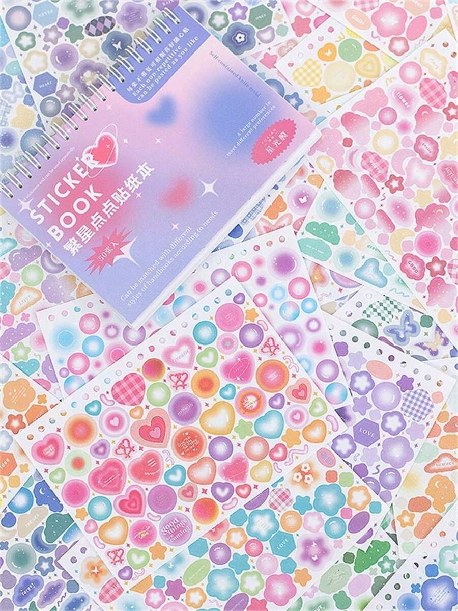 Star Pattern Basic Cartoon Pattern Scrapbooking Stickers, 50 Sheets/Booklet, School Supplies Scrapbook Supplies Stationery Funny Stickers - Twinkling Stars - View 1