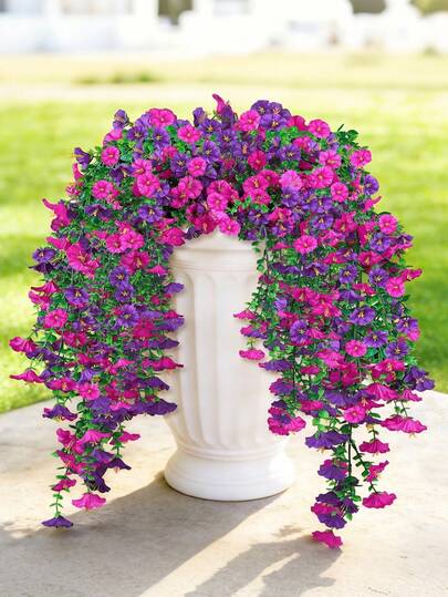 4pcs - Artificial Wisteria Suitable For Spring And Summer, Silk Wisteria Artificial Flowers, Vibrant Pink And Purple Blooms, UV Resistant, Lifelike Petals, Suitable For Indoor And Outdoor Decor, Great For Weddings, Mother's Day, Party Floral Arrangements, Gardening And Home Gardens.