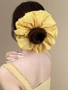 1 Stück gelber Blumen Haargummi, modisches und vielseitiges Haaraccessoire, geeignet für Dutt, Pferdeschwanz, Outdoor, lässig, Date, Party Haargummi, Haargummis, Festival, Geburtstag - Verschiedenfarbig - Übersicht 3