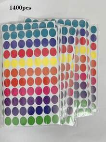 10 colores vibrantes, 1400 piezas de etiquetas redondas codificadas extraíbles - Etiquetas no descoloridas para organizar, planificar, clasificar, ideales para oficina, aula, diario, planificador - Multicolor - Ver 11