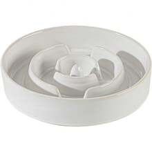 Ceramic Raised Slow Feeder Dog Bowl Set With Acacia Wood Stand - 1 x 白色 - A - 查看 1