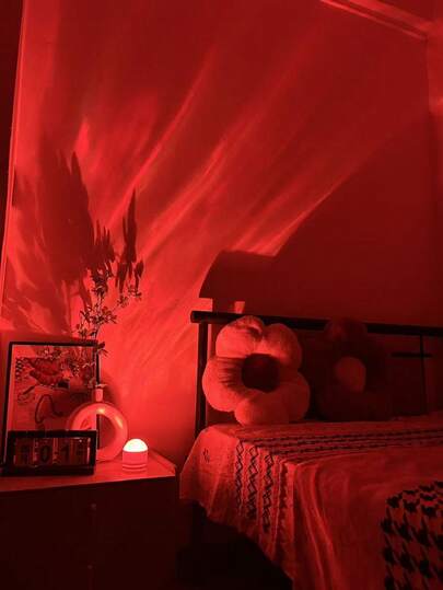 1pc 16-Color Rotating Magic Projection Lamp, USB Powered, Aurora Sky Scenery, USB Wave Night Light Projector, Bedroom Decor & Relaxation Gift, Compact Star Sky Atmosphere Creator, Bedside Lamp