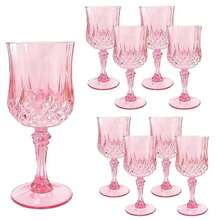 1/2/4/6/8/12pcs Pink Wine Glasses, Pink Printed Stemware For Party, Wedding, Halloween, Back To School, Holiday Gifts, 7oz - Pink - View 2