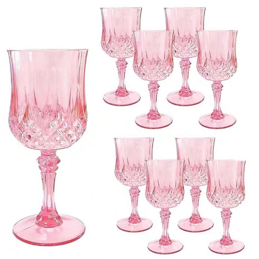 1/2/4/6/8/12pcs Pink Wine Glasses, Pink Printed Stemware For Party, Wedding, Halloween, Back To School, Holiday Gifts, 7oz