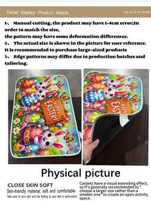 1件装复活节兔子和彩蛋图案防滑易清洁耐用涤纶纤维地毯，轻便机织，适用于浴室、客厅、卧室、厨房、办公室 - A - 查看 12