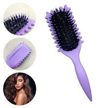 1pc Professional Curly Hair Styling Brush Curl Defining Brush With Bristle Hair Brush Comb For Barber Salon Home Use - 1 cái - màu tím - Xem 6