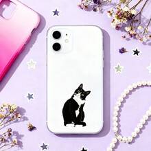 1 PIEZA Pegatina decorativa de vinilo impermeable y duradera de 3 pulgadas con un retrato realista y adorable de un gato tuxedo negro y blanco de ojos amarillos, en un estilo kawaii y viral de meme de gato, ideal para laptop, teléfono, botella de agua, monopatín, casco, diario, coche, cuaderno, dormitorio, equipaje de viaje, regalo perfecto para adolescentes, niños y amantes de los gatos de 13 a 30 años - 3*2,01 pulgadas - Ver 3