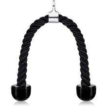 Universal Cable Rope Handle Fitness Attachment 70cm Length Rubber Stopper Multi Muscle Training Biceps Back Shoulders Abs Lat Machine Crossover Pulley Compatible Professional Commercial Grade - Black - View 10