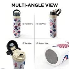 24oz Stainless Steel Tumbler With Dual-Drink Openings/Thermal Cup, Sports Water Bottle, Patriotic Top Hat And Star Pattern Party Decoration Items For Adult Celebrations On Independence Day And Memorial Day Fourth Of July Festive Events. - 1PC - 查看 7