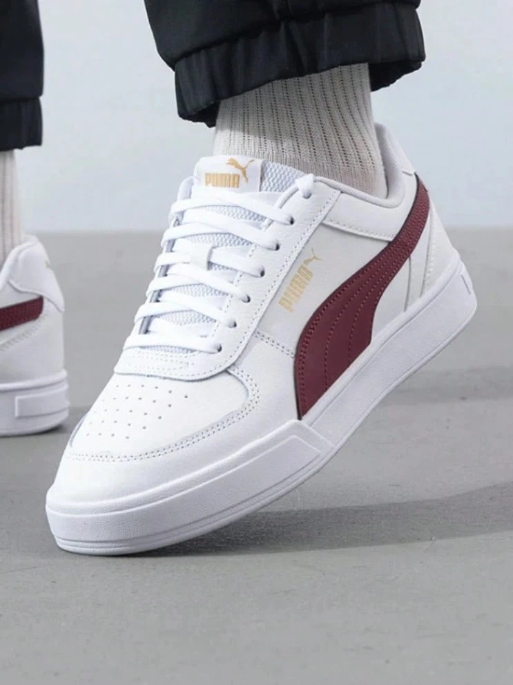 Giày thể thao cổ thấp đế mỏng PUMA Caven thoải mái và đa năng, unisex, màu trắng và đỏ. - Trắng Đỏ - Xem 1