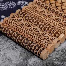 1 Set Wooden Clay Tools - Wooden Rolling Pin, Clay Press, Printing Rod, Large Area Embossing Mold - Multicolor - View 5