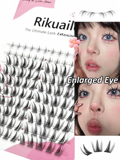  Rikuaild 多款 104 片假睫毛套装，多副装，适用于角色扮演、漫画、娃娃妆和猫眼妆容 - 轻盈上下睫毛套装，自然款和交叉款，C 卷和 D 卷两种选择，尺寸 6-14 毫米 - 非常适合初学者，漫画风格簇状假睫毛套装，派对必备 - 理想的礼物之选