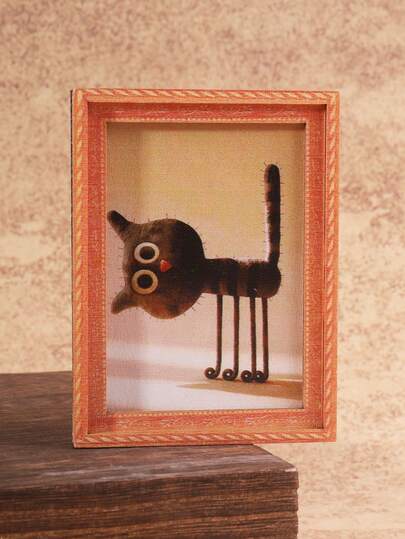 1pc Cartoon Black Cat Design Wooden Refrigerator Magnet, Craft Gift Suitable For Home Fridge And Mailbox Decoration!