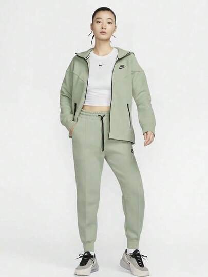  Nike Casual Versatile Solid Color Comfortable Knit Sweatpants Women's Green