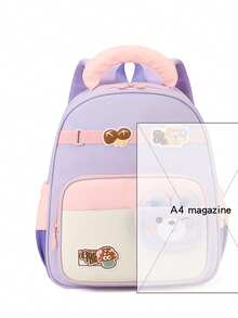 Mushroom Applique Cartoon Backpack, Lightweight Breathable Student Schoolbag, Cute Girls Shoulder Bag - Purple - View 3
