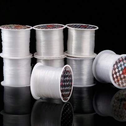 1卷 0.2-0.8毫米 无弹透明钓鱼线 DIY缠绕编织项链戒指米粒串珠绳流苏串珠线超细白色，DIY手链项链编织配件材料