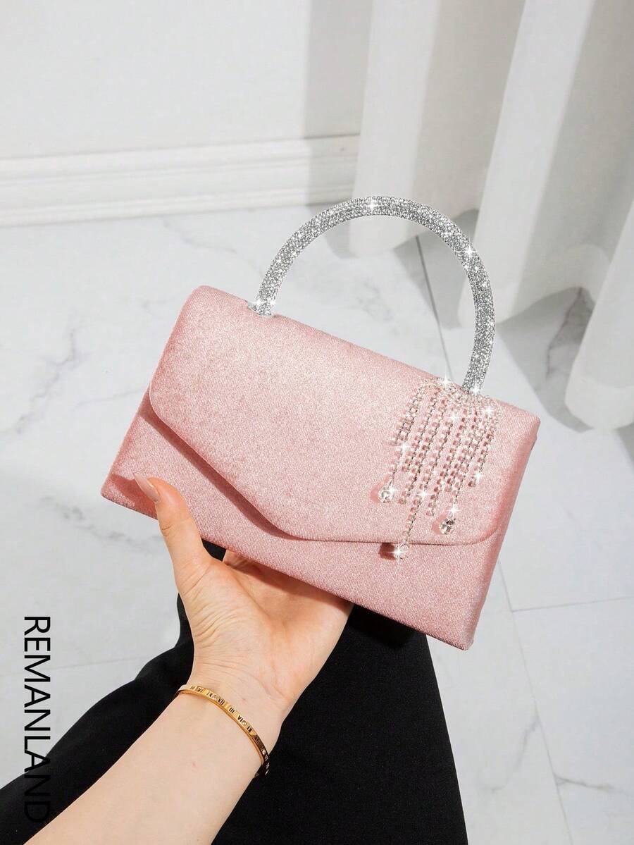 REMANLAND 闪亮晚宴手拿包，优雅时尚信封包，水钻装饰手提包，派对及婚礼新娘钱包