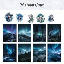 26张/包贴纸，“寂静森林寻仙”系列，神秘梦幻的创意纸张组合，剪贴簿用品和笔记本配件，可用于装饰卡片、相框、电脑、手机壳、水杯、旧杂志、铅笔盒、行李箱、桌面装饰贴纸、返校季贴纸、学校用品文具趣味贴纸 Kindle - 貼紙包 - 查看 11