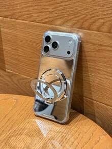 1pc Makeup Mirror Phone Case, Glitter Kickstand Phone Protective Cover Compatible With IPhone 11/12/12 Pro/12 Pro Max/13/13 Pro/13 Pro Max/14/14 Pro/14 Pro Max/15/15 Pro/15 Pro Max/16/16 Pro/16 Pro Max/16 Plus/17/17 Pro/17 Pro Max/17 AIR, , - Silver - View 7