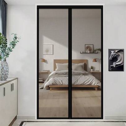 1pc Magnetic Screen Door - Durable & Pet/Friendly, Fits Front/Sliding Doors, Prevents Insects, Allows Ventilation