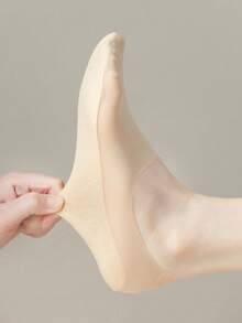 1/5/10双装 女士时尚隐形夏季透气硅胶防滑网眼超薄高品质弹力无痕冰丝纯色船袜 柔软 - 彩色 - 查看 5