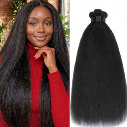 ZHENDEFA 3/4 Bundles Virgin Brazilian Hair Extensions, Straight, Unprocessed, Pure Black Color, 12A Grade High Quality Hair Wefts