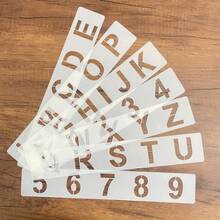 Bộ 7 khuôn vẽ chữ cái và số, kích thước 2*12 inch, có thể tái sử dụng, bao gồm 26 chữ cái tiếng Anh và 10 chữ số, thích hợp cho sổ lưu niệm, sinh nhật, đám cưới, đồ thủ công DIY. - Bộ - Xem 1